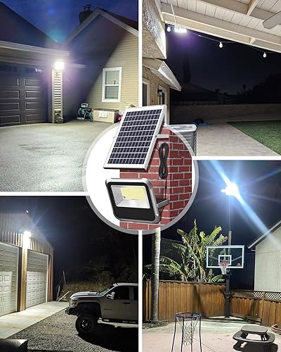 Miniatura 7 de Engrepo Luz solar para exteriores, 10000mAh Luces Solares de seguridad alimentada por energía solar exterior 3000LM IP65 impermeable del atardecer