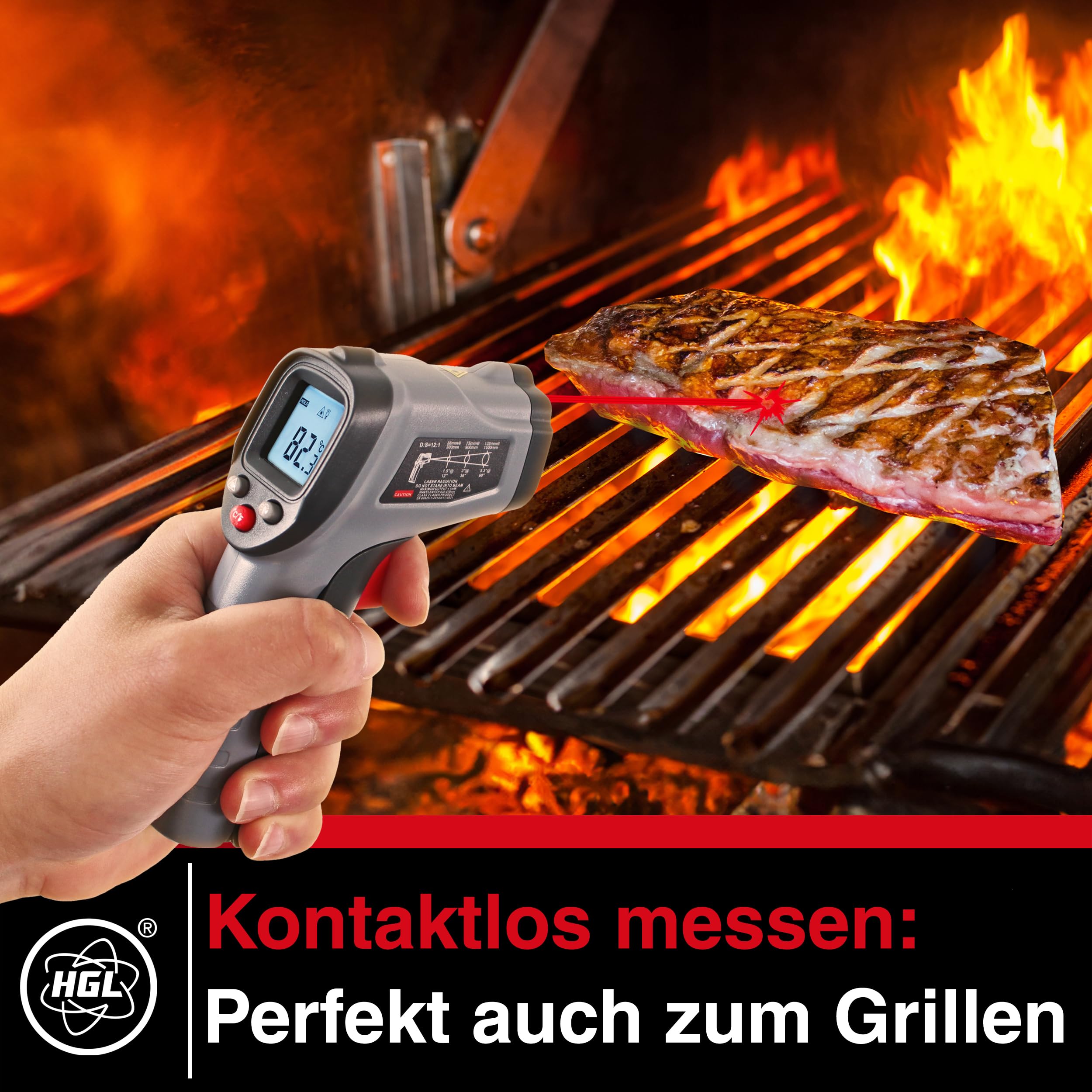 HGL-205 Infrarot Thermometer -50°C ... 600°C Temperaturmessgerät mit Laser für schnelle und präzise Messung der Oberflächentemperatur