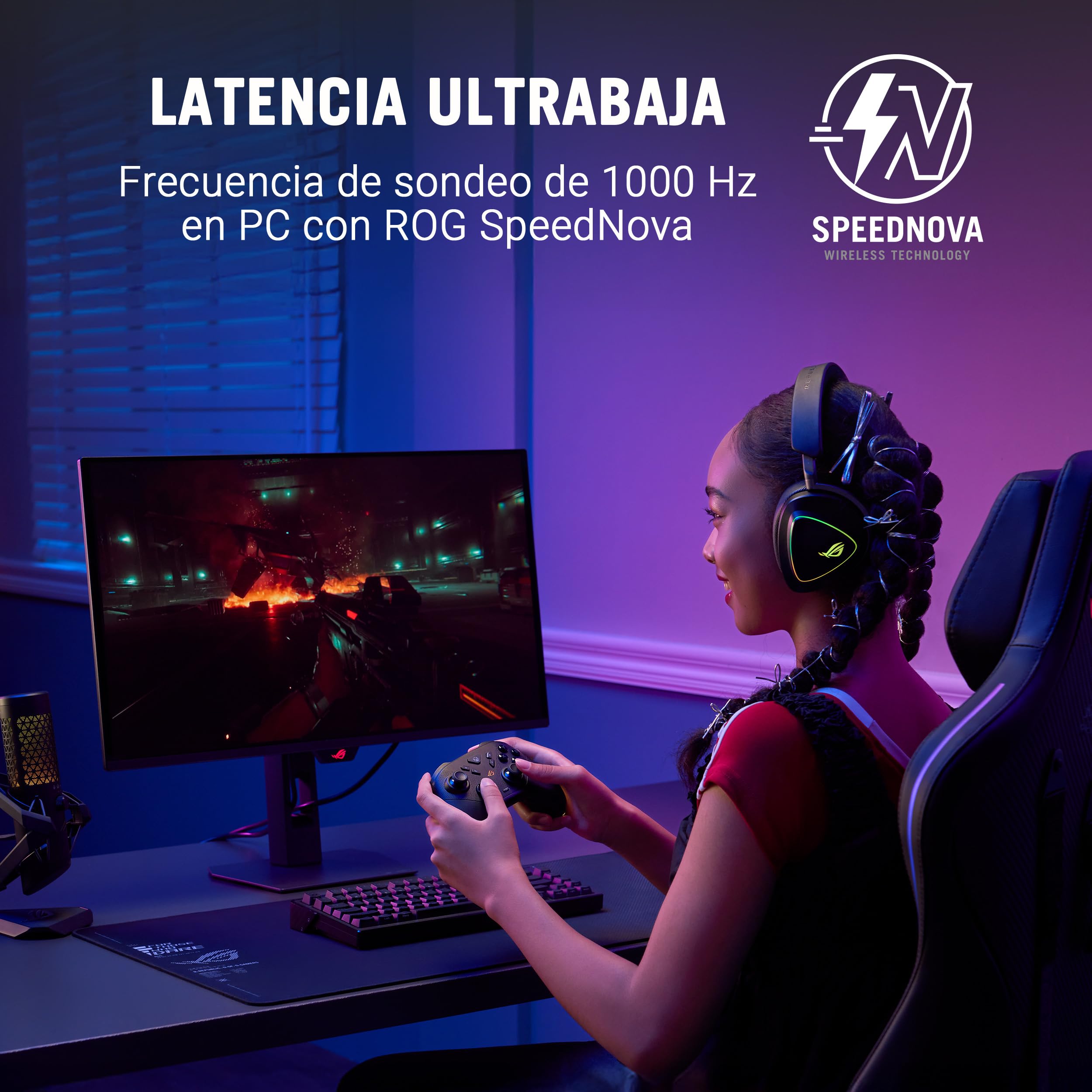 ASUS ROG Raikiri II Xbox Wireless - Mando gaming con joysticks TMR, compatible con Xbox/PC/Ally, frecuencia de sondeo de 1000 Hz, gatillos de dos modos, 4 botones traseros, hasta 50h de batería