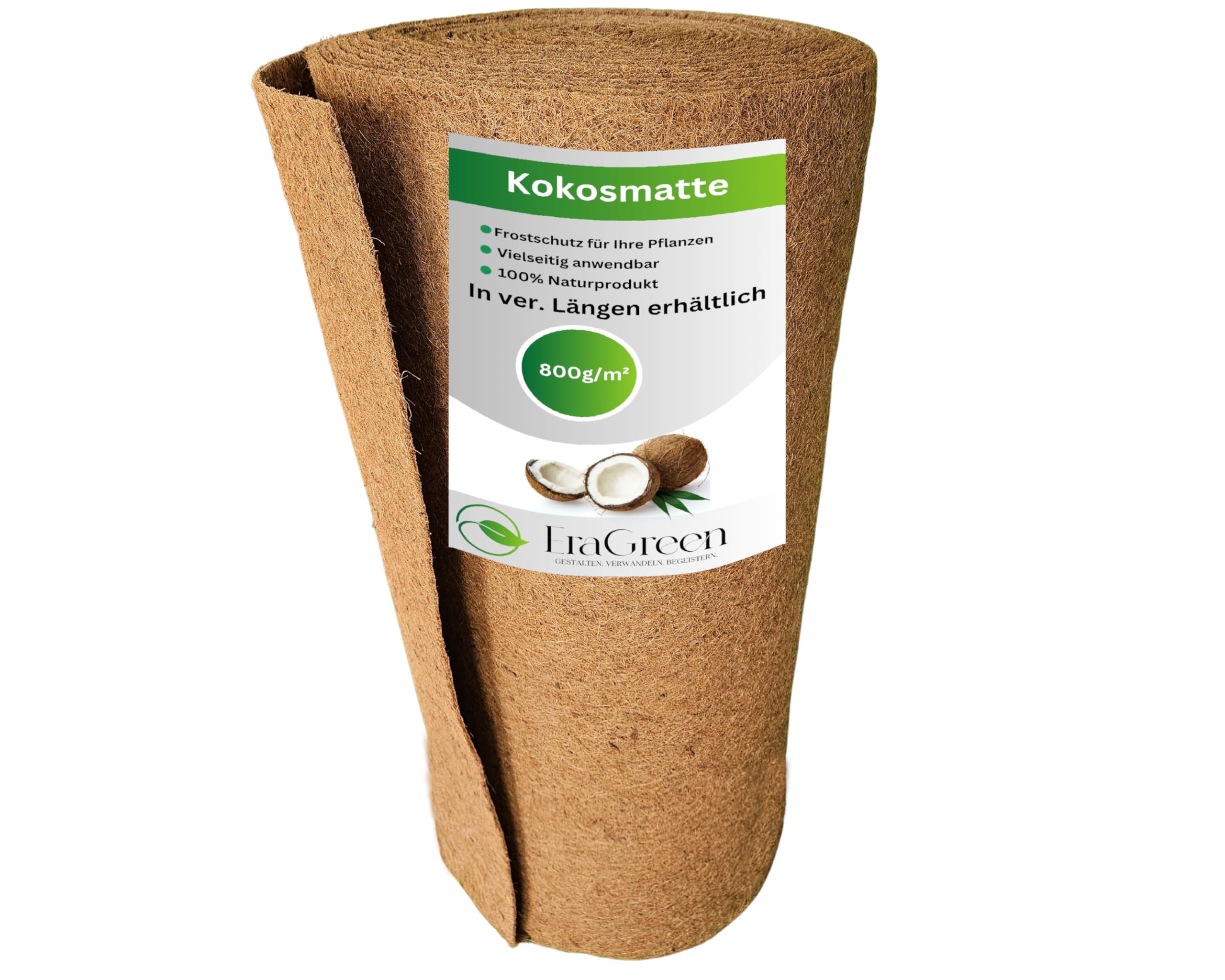 EraGreen® Tapis en coco 100 % en fibres de coco - 1 m x 3 m avec 800 g/m² - Protection hivernale et contre le froid pour les plantes - un côté avec latex naturel - Tapis anti-rongeurs