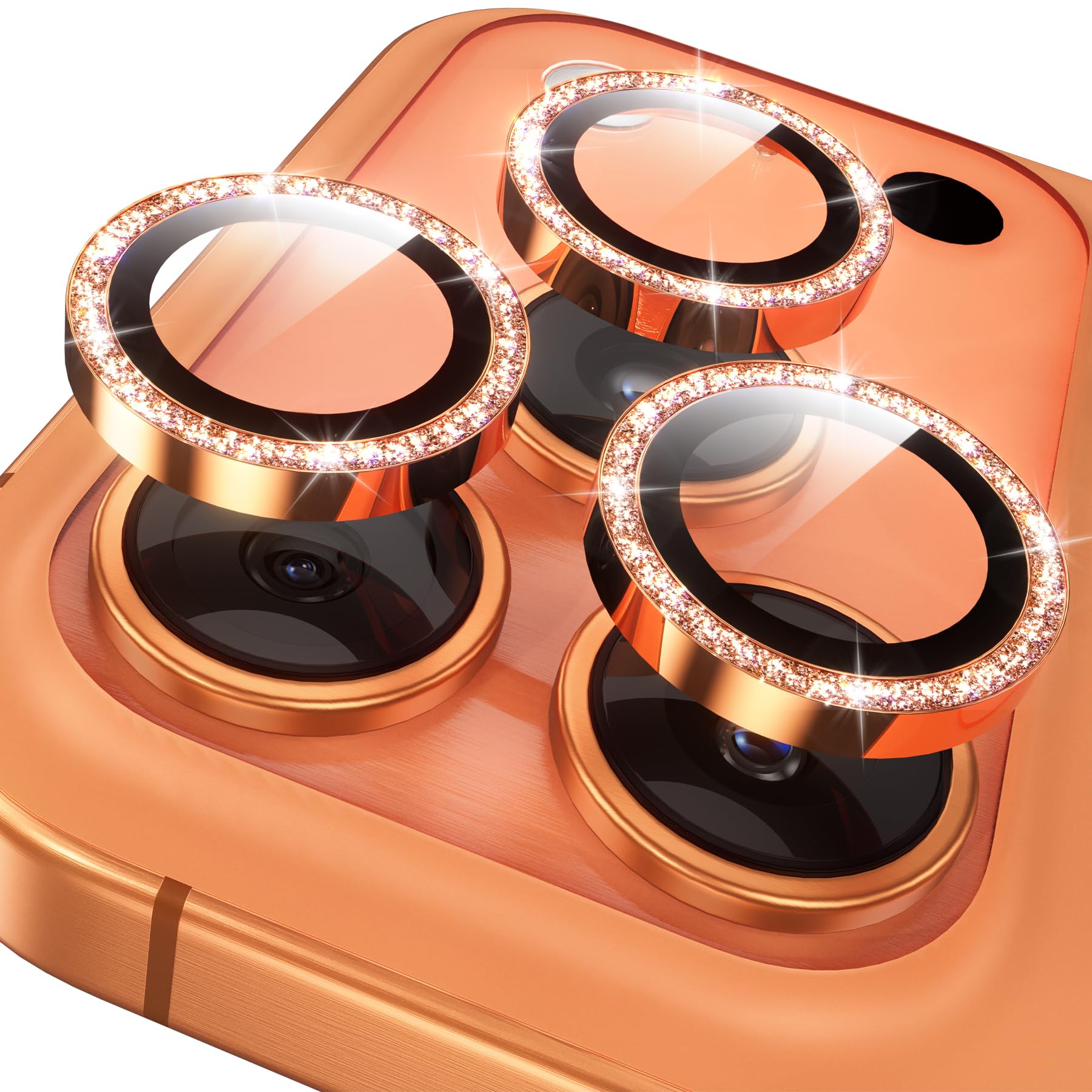 YWXTW Kameraobjektivschutz für iPhone 17 Pro/iPhone 17 Pro Max, [1 Schritt Installationsschale] Panzerglas Displayschutzfolie Metall Individuelle Kamera Abdeckung Zubehör Hüllenfreundlich (Glitzer