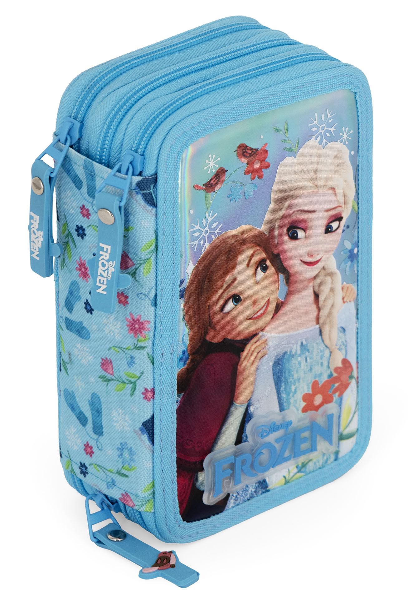 Estuche Escolar 3 Cremalleras Completo Niña para Frozen Fan - 46 Piezas Material Escolar - Plumier Triple con Bolígrafos Borrables, Rotuladores, Lápices de Colores 6 a 12 Años