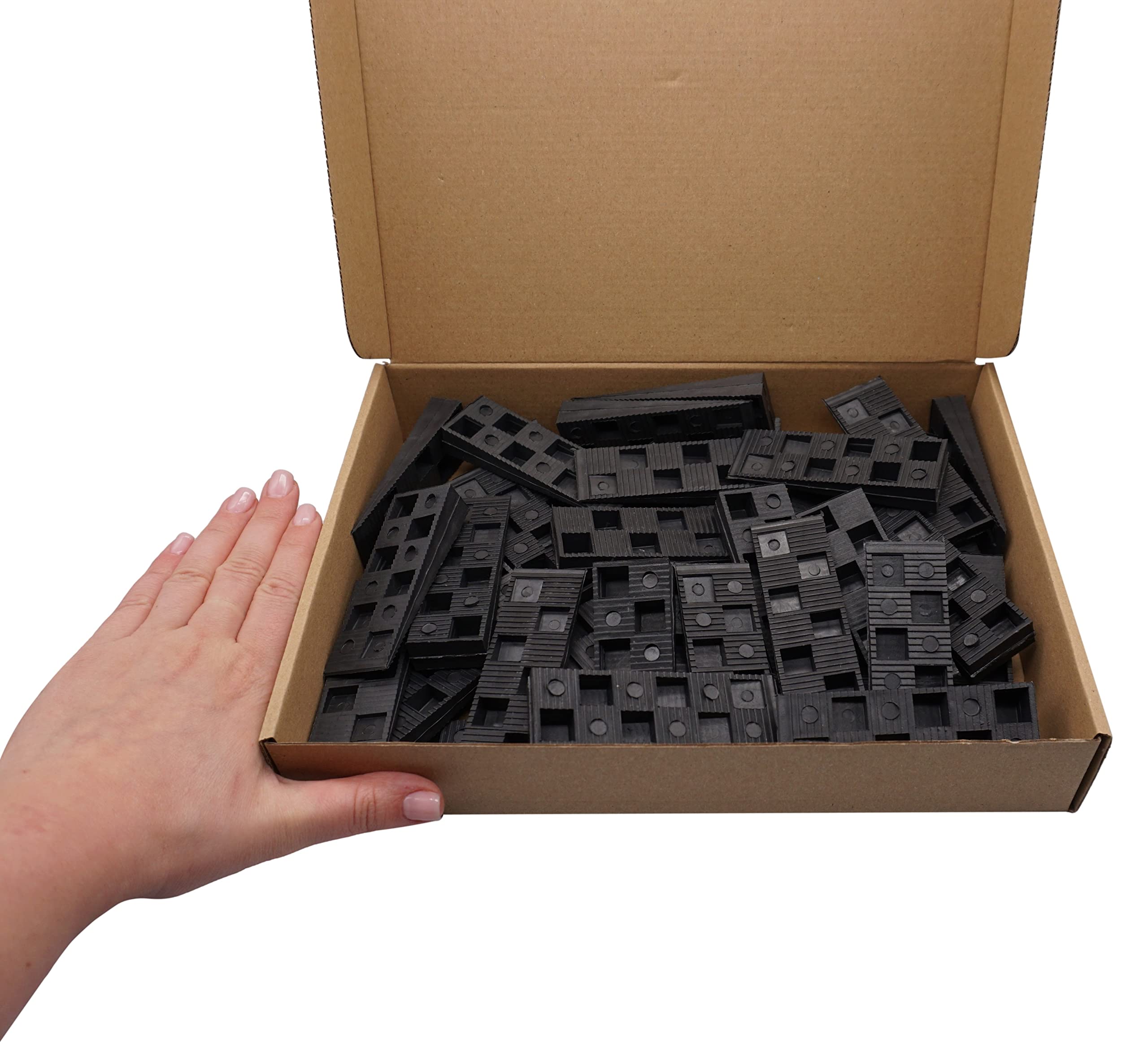 SKIR'CO (40 pcs) Black Plastic Ribbed Wedges 90 x 30 x 15 mm for Leveling Spacing Wedges, Interlocking Wedges - Image 4