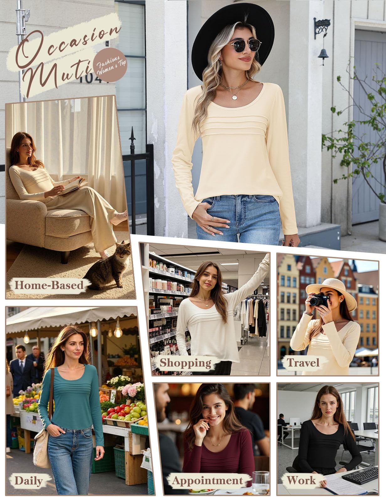 CMTOP Maglia Donna Manica Lunga Maglietta Termica Foderati in Pile Maglietta Girocollo a Maniche Lunghe Top Elegante a Pieghe Camicia Casual Autunno Invernali