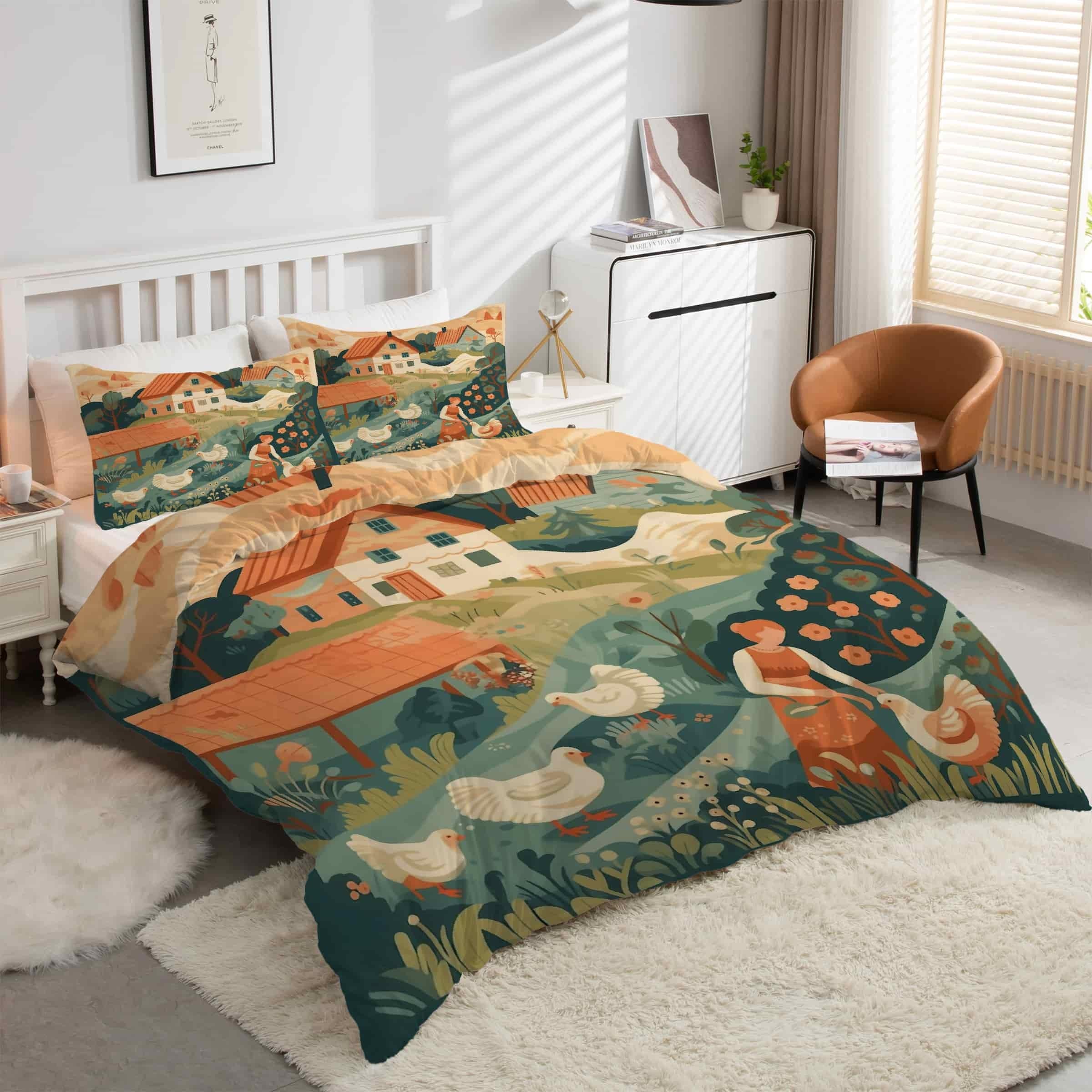 Housse de Couette 160x200 cm Fermeture Éclair Pratique Parure de Lit Microfibre Douce kK2925