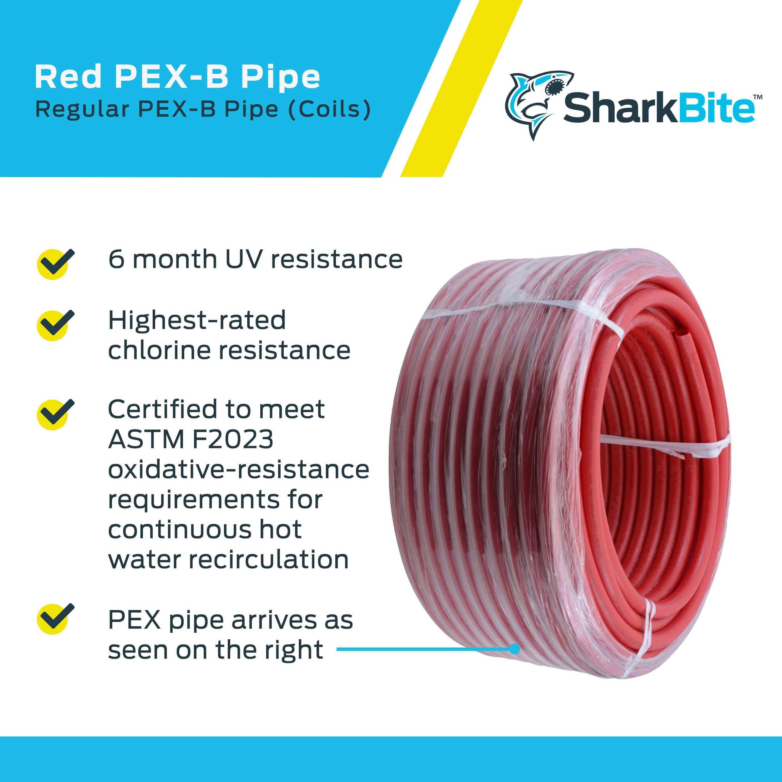 SharkBite 1 Inch x 300 Feet Red PEX-B, PEX Pipe Flexible Water Tubing for  Plumbing, U880R300 - Pipes - Amazon.com