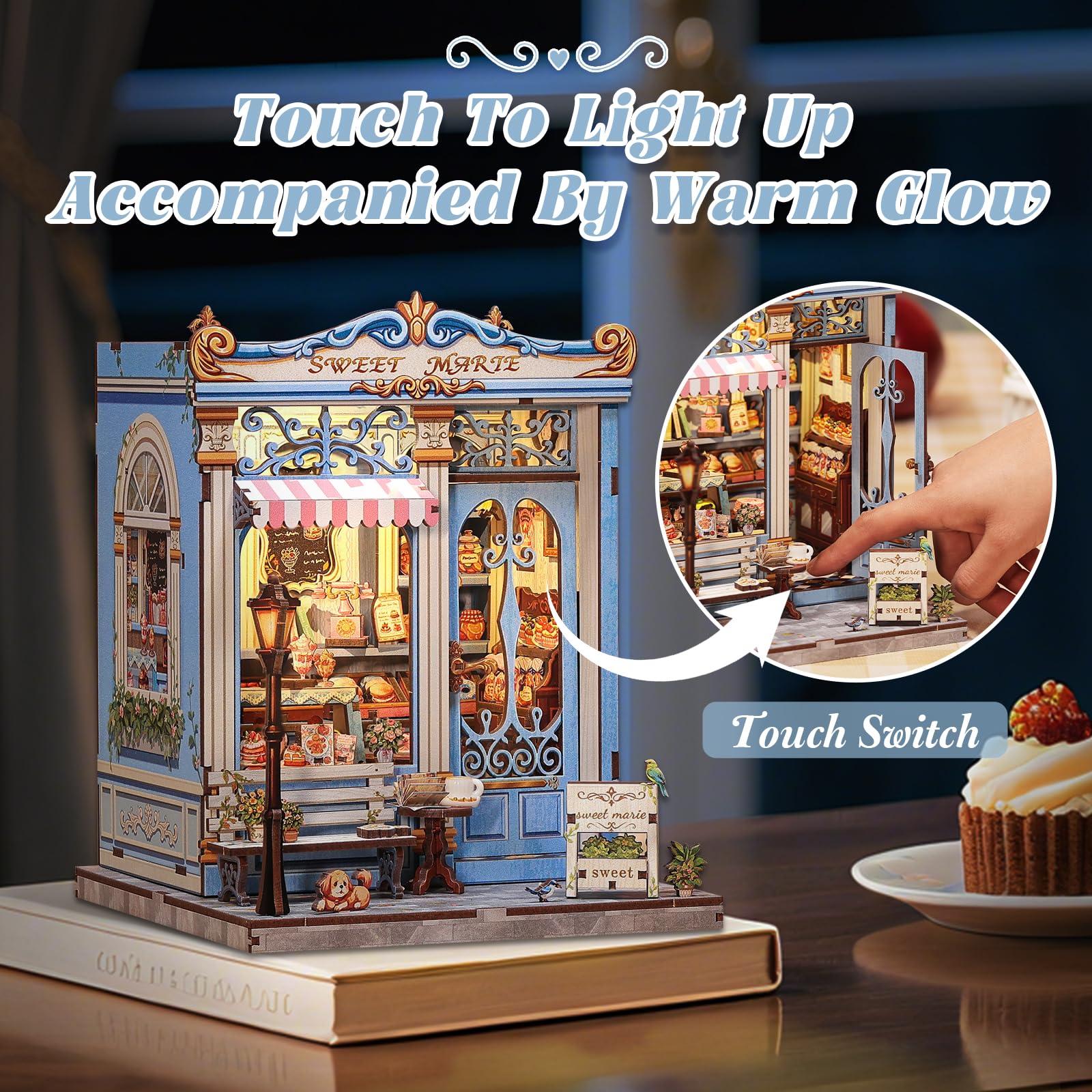 Fsolis Book Nook Patisserie – Puppenhaus Bausatz für Jugendliche ab 14 Jahren – 3D Puzzle zur Dekoration von Bücherregalen und Zimmern (Sweet Marie)
