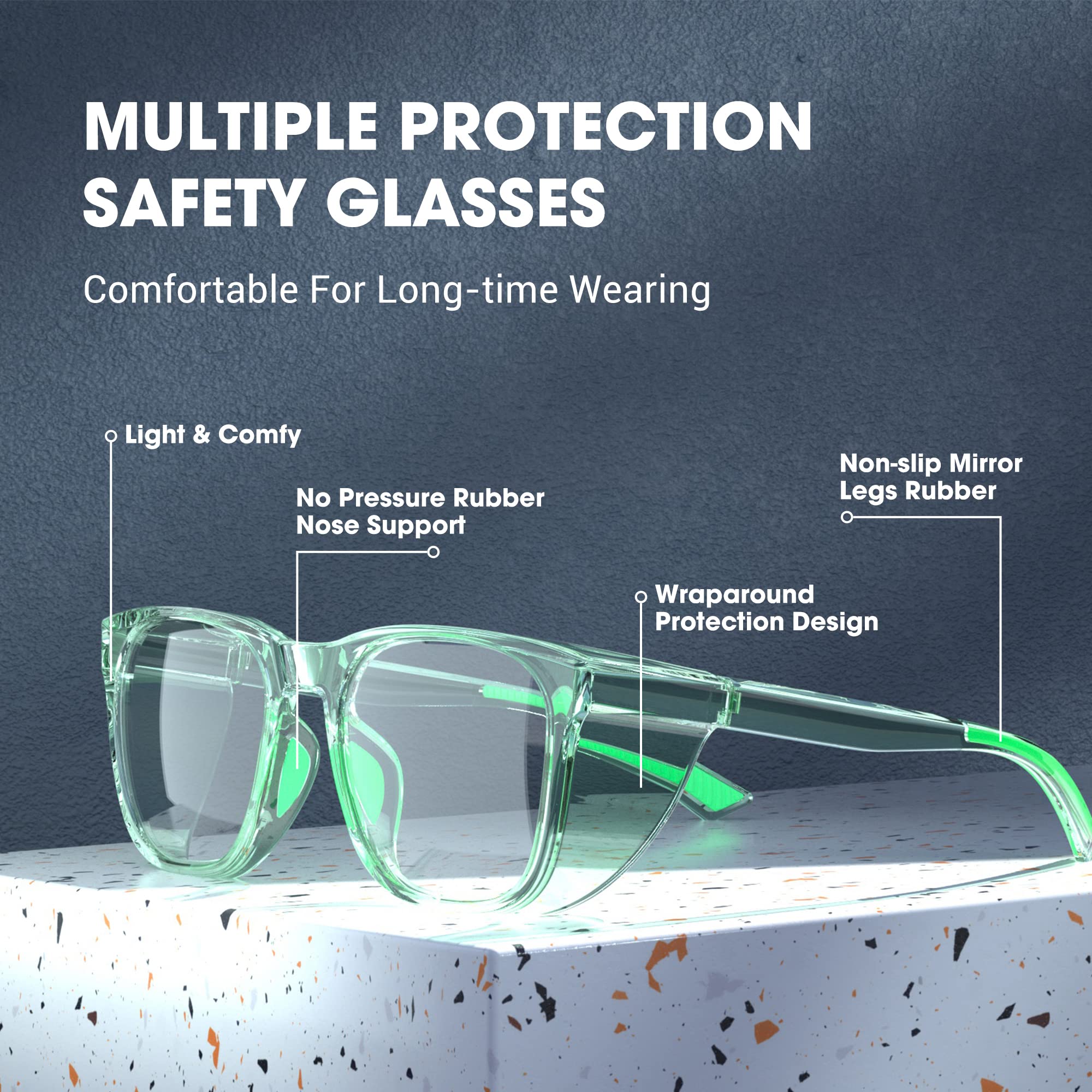 TOREGE Transparente Schutzbrille mit Seitenschutz, beschlagfrei und kratzfest mit rutschfesten Griffen und komplettem UV-Schutz, ideal für Damen und Herren
