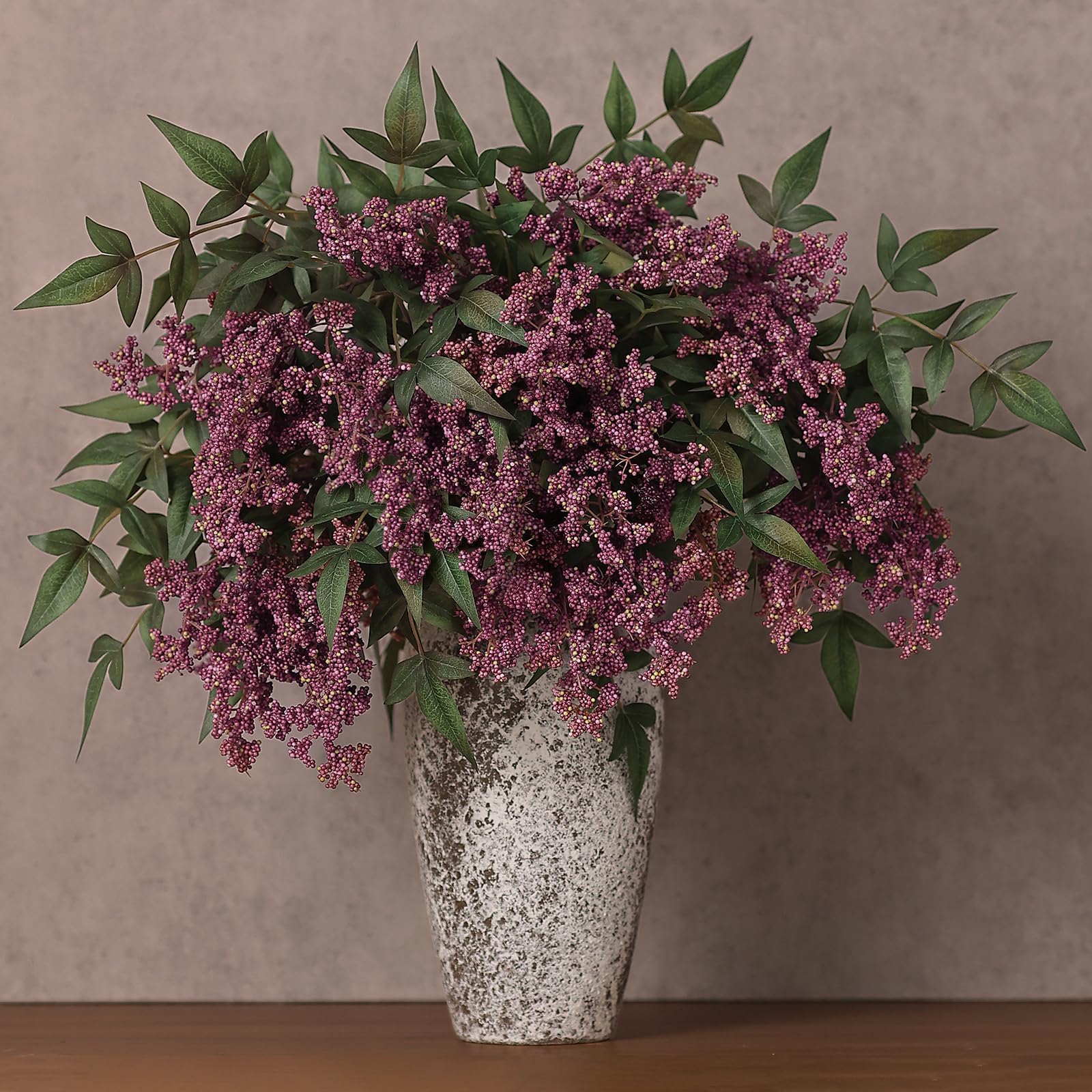 4 Pcs 36" Artificial Nandina Berry Stem, Fake Branches for Vase(Dusty Plum)