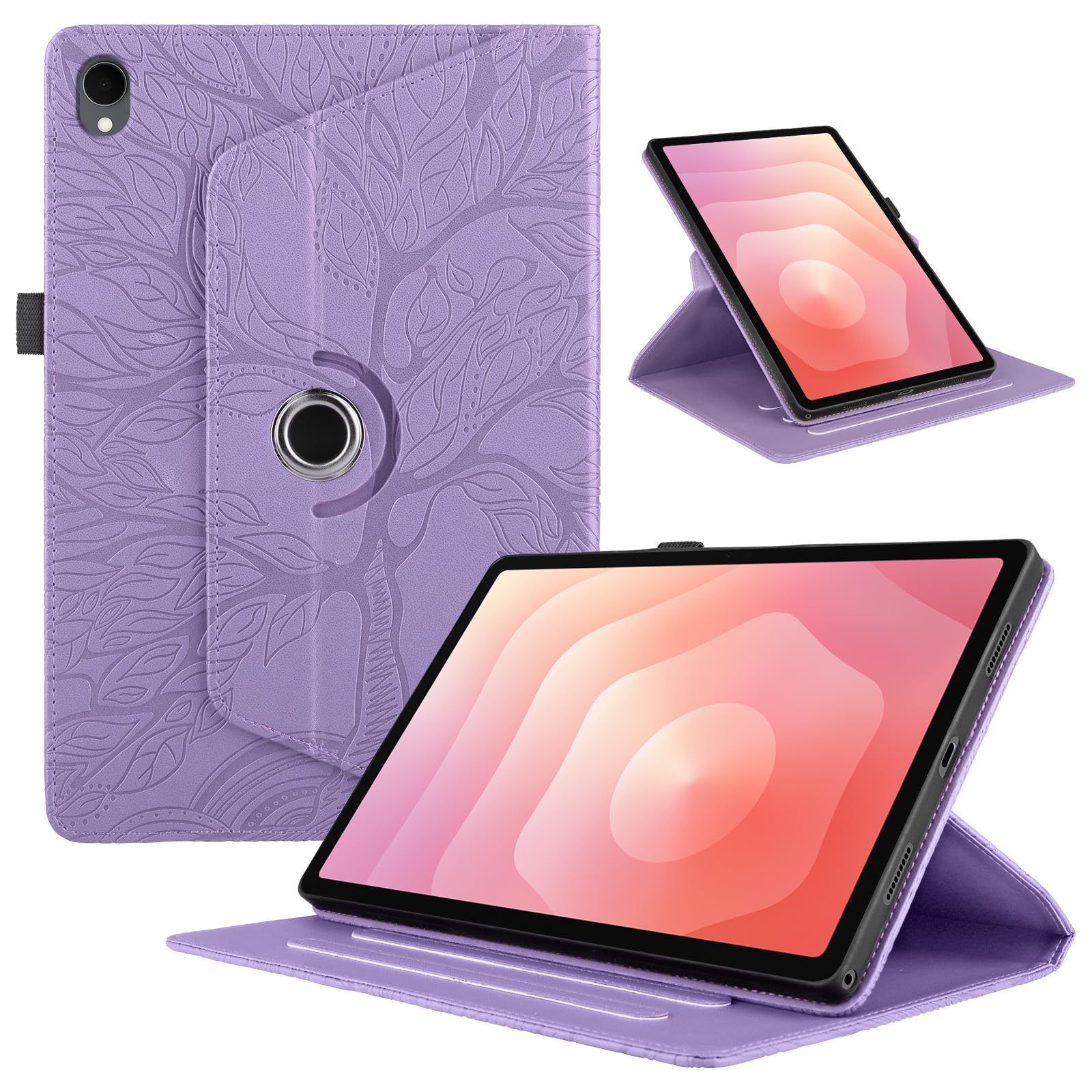 Funda para Samsung Galaxy Tab S9/ S8/ S7 11" (SM-X710/X700/T870) PU Cuero Tablets Protectora Cover 360°Carcasa Giratoria de ángulo Múltiple Stand Función Tablets Funda,Rojo Árboles — view 84