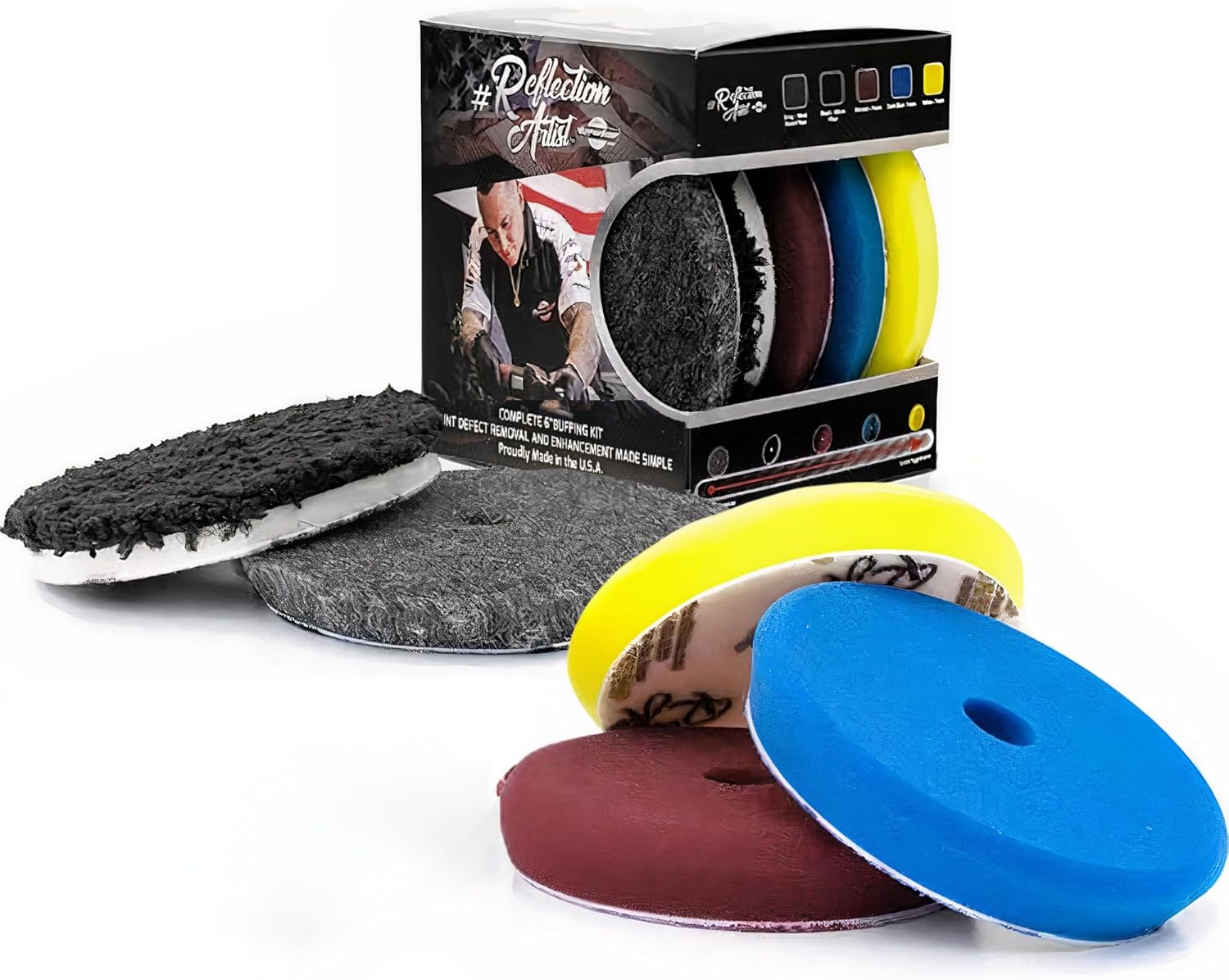 Orbital or Gear Driven Pad Kit, Car Buffer Polisher Pads for Buff and Shine, 6 Inch Polisher Buffing Kit for Car Polish with Wool Buffing, Microfiber, Foam Cutting, Finishing & Polishing Pad, 5 Pack