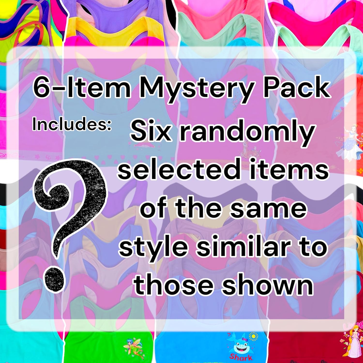 ToBeInStyle Girls' Pack of 6 Random Assorted Print Racerback or Cami Training Bras Tops - Image 2