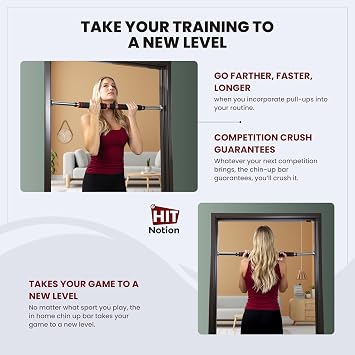 Door Chin Up Door Bar Home Gym - Pull Up - Adjustable Fits Residential Doorways - Supports Up to 300 Pounds - Easy to Mount - Build Upper Body Strength at Home Pump Biceps, Triceps, Lats