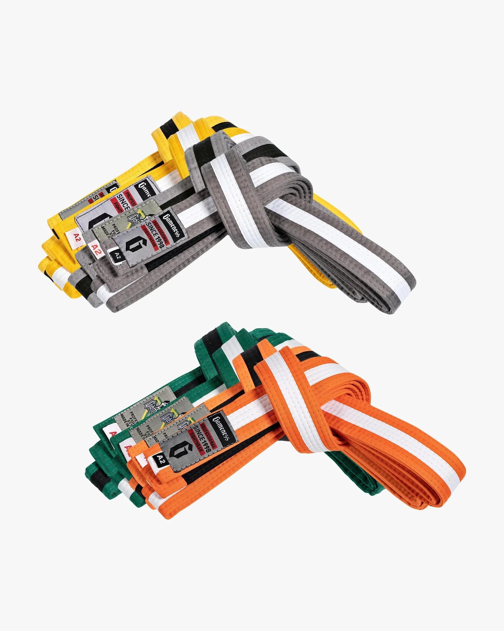 Gameness Youth Jiu Jitsu Striped Belt | BJJ Belt for Kids | Jiu Jitsu Youth Striped Belt from Sports Grey/Black 1