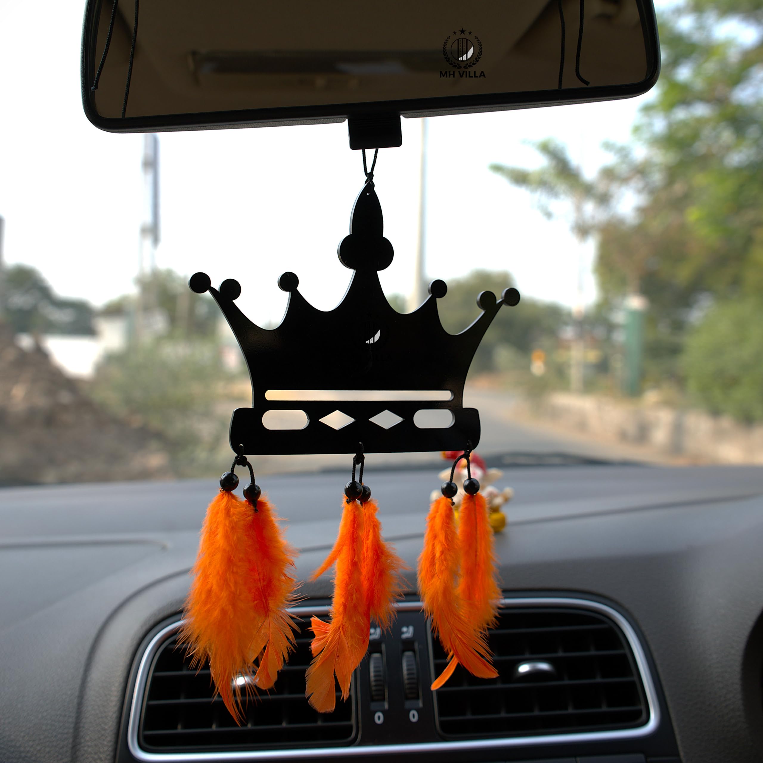 MH Villa Car Hanging Accessories Interior - Elegant Dream Catcher for Car - Charm for Auto Decor - Stylish Handmade Ornament for Rear View Mirror Decoration - King