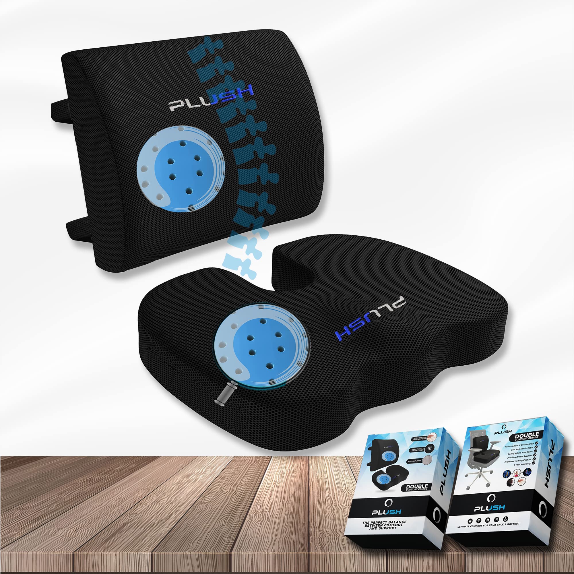 Buy Plush Gel Lumbar Support Pillow for Chair and Memory Foam Coccyx