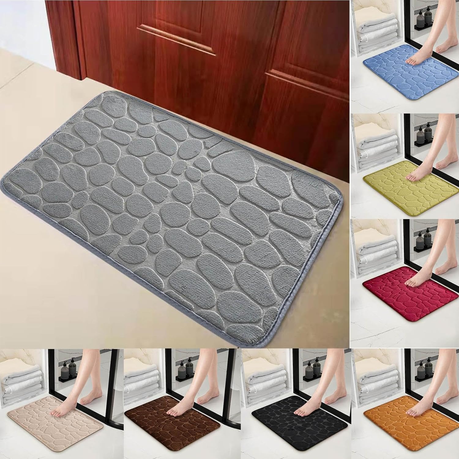 1pc Memory Foam Bath Rug Embossed Bathroom Mat Water