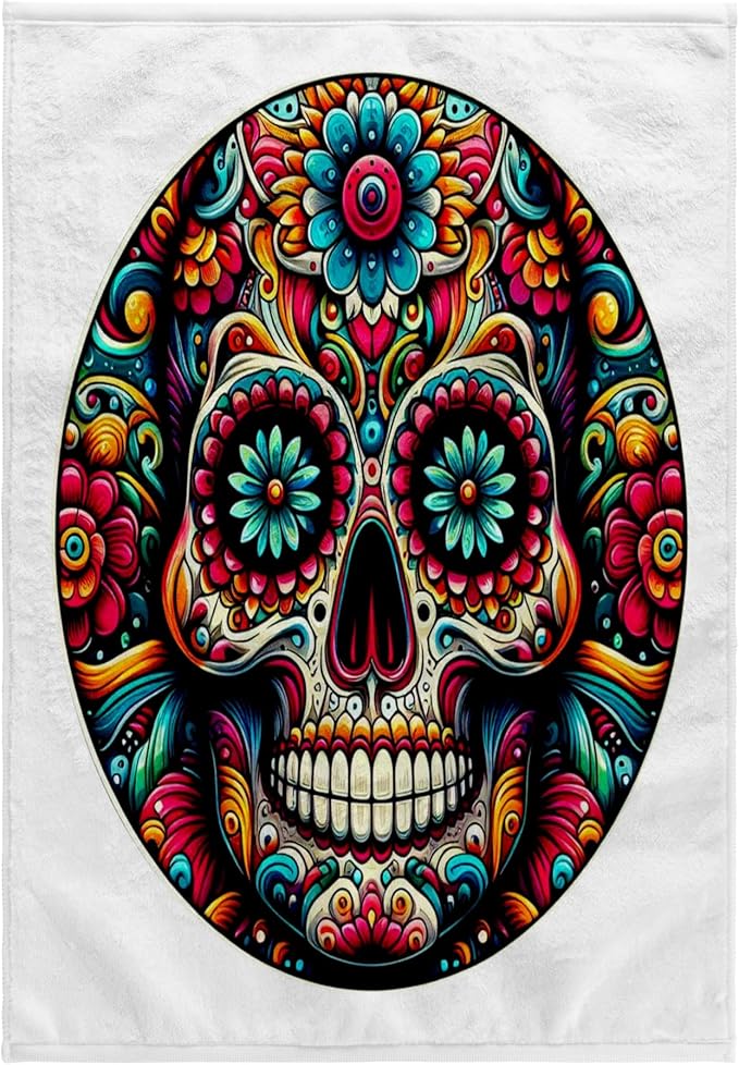 3dRose, Colorful Pop Art of A Sugar Skull, 15x22 Hand Towel