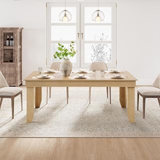 GarveeHome Farmhouse Dining Table for 6-8 People, 70.9 in Long Kitchen Tables with Wooden Sturdy Frame, 180 cm Large Rectangular Dinner Table for Dining Room & Kitchen, Oak (Table Only)