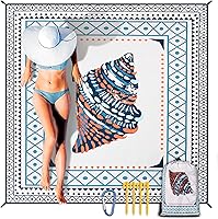 Vista 39 de Manta de playa impermeable a prueba de arena, extra grande, 79 x 83 pulgadas, 120 x 108 pulgadas, para 1-8 adultos, de secado rápido, duradera