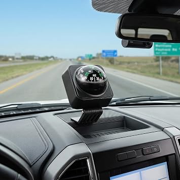 DOITOOL Car Compass for Dashboard, Automotive Navigation Ball Mount, Auto Compass for Driving Boat RV, Adhesive Dash Accessories