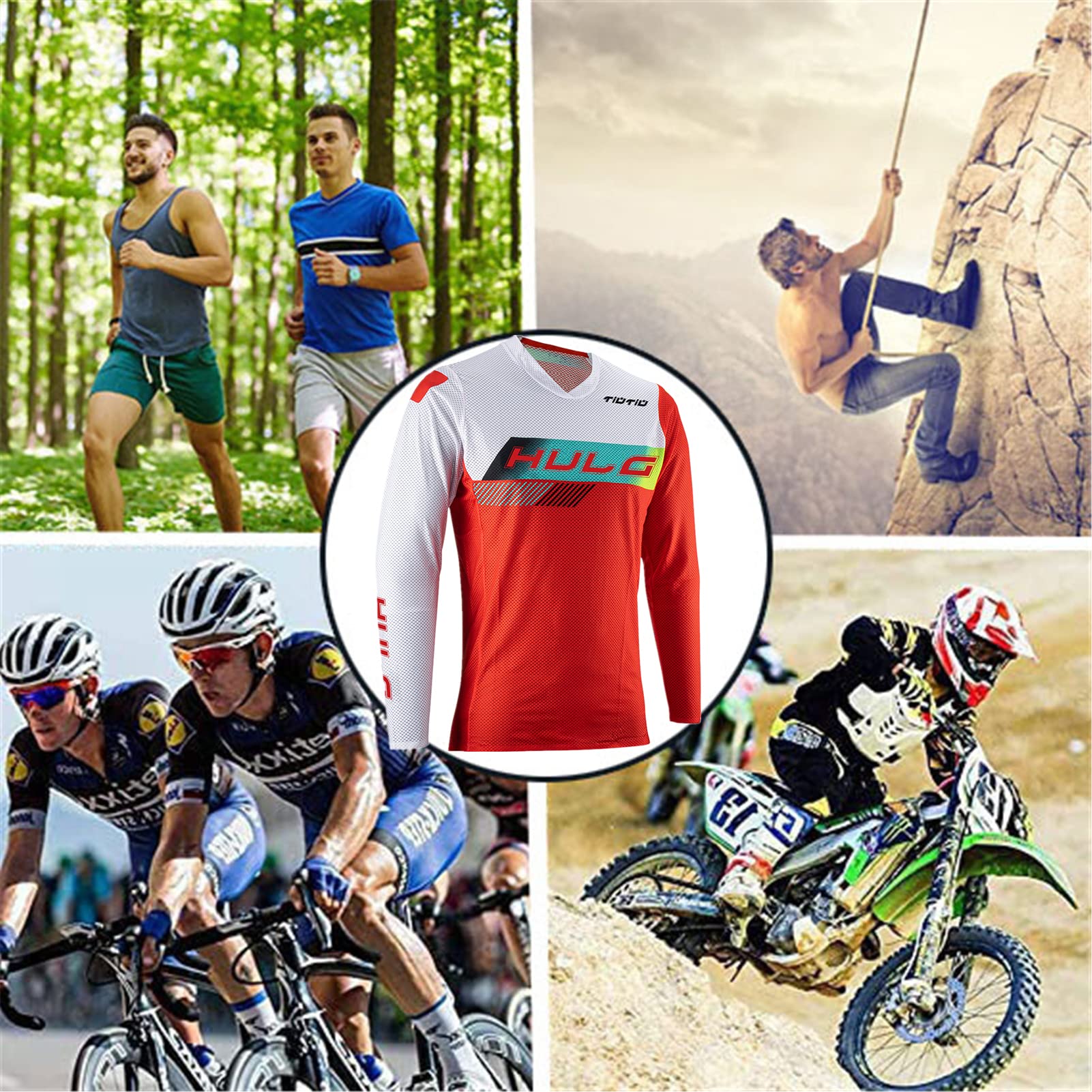 Maillot Cyclisme Manches Longues Homme HEATPOWEOK - Tissu Respirant, Séchage Rapide - Pour VTT, Route, Motocross - Inclus Lunettes Et Gants - 7