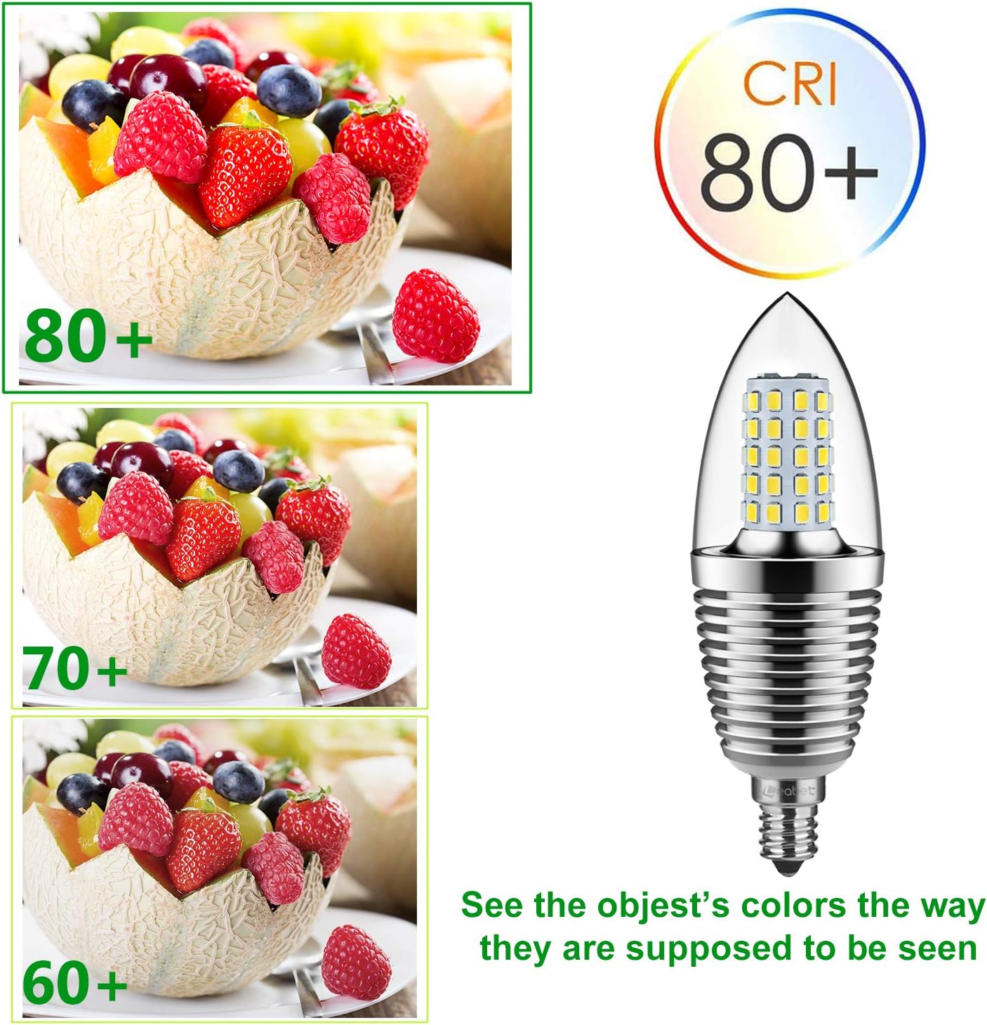 Buy 1 get 1 🔥 E12 Candelabra LED Bulbs,12W Daylight White 6000K Candle Bulbs, 85-100 Watt Equivalent,1200 Lumens Chandelier Lights,Indoor Home Lighting,CRI80,Non-Dimmable(4 Packs)
