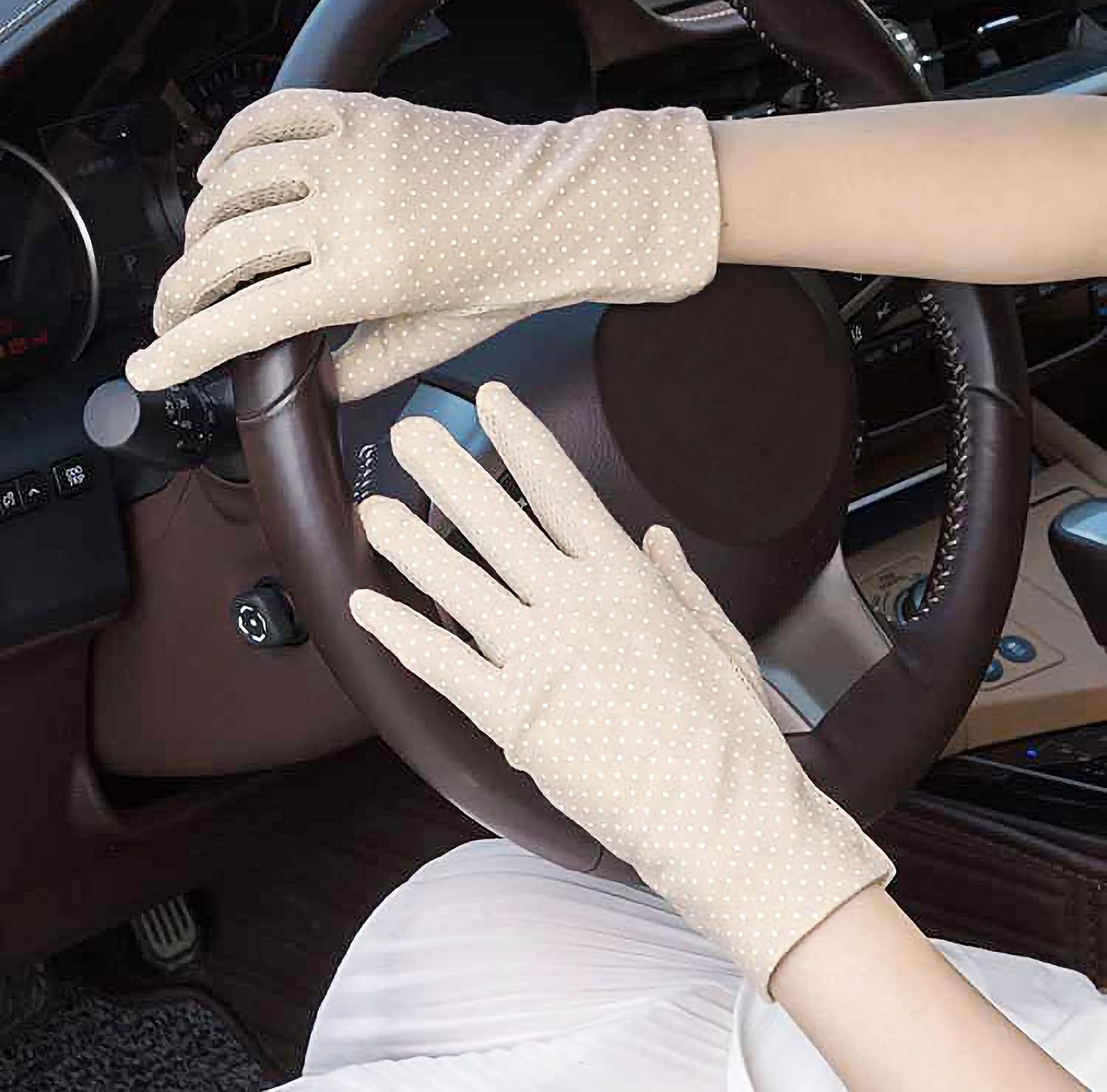 Lovful Womens Sunscreen Gloves UV Sun Lightweight Cotton Touch Screen Driving Gloves