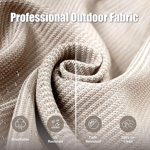 Miniatura 4 de Juego de muebles de patio de 5 piezas, sillas giratorias, sillas giratorias de mimbre para todo tipo de clima, sofá de ratán de 3 plazas con