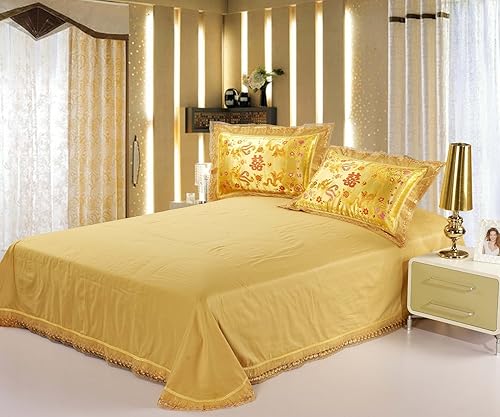 Miniatura 10 de LELVA Juego de funda de edredón con bordado de dragón y pájaro fénix, 4 piezas, tamaño King