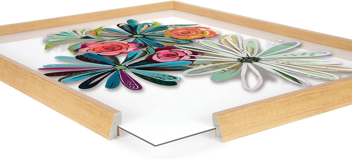 Kate and Laurel Blake Flowers on Glass 2 Whole Flowers Framed Printed Acrylic Wall Art by Jessi Raulet of Ettavee; 18x24 Natural; Decorative Tropical Floral Wall Décor