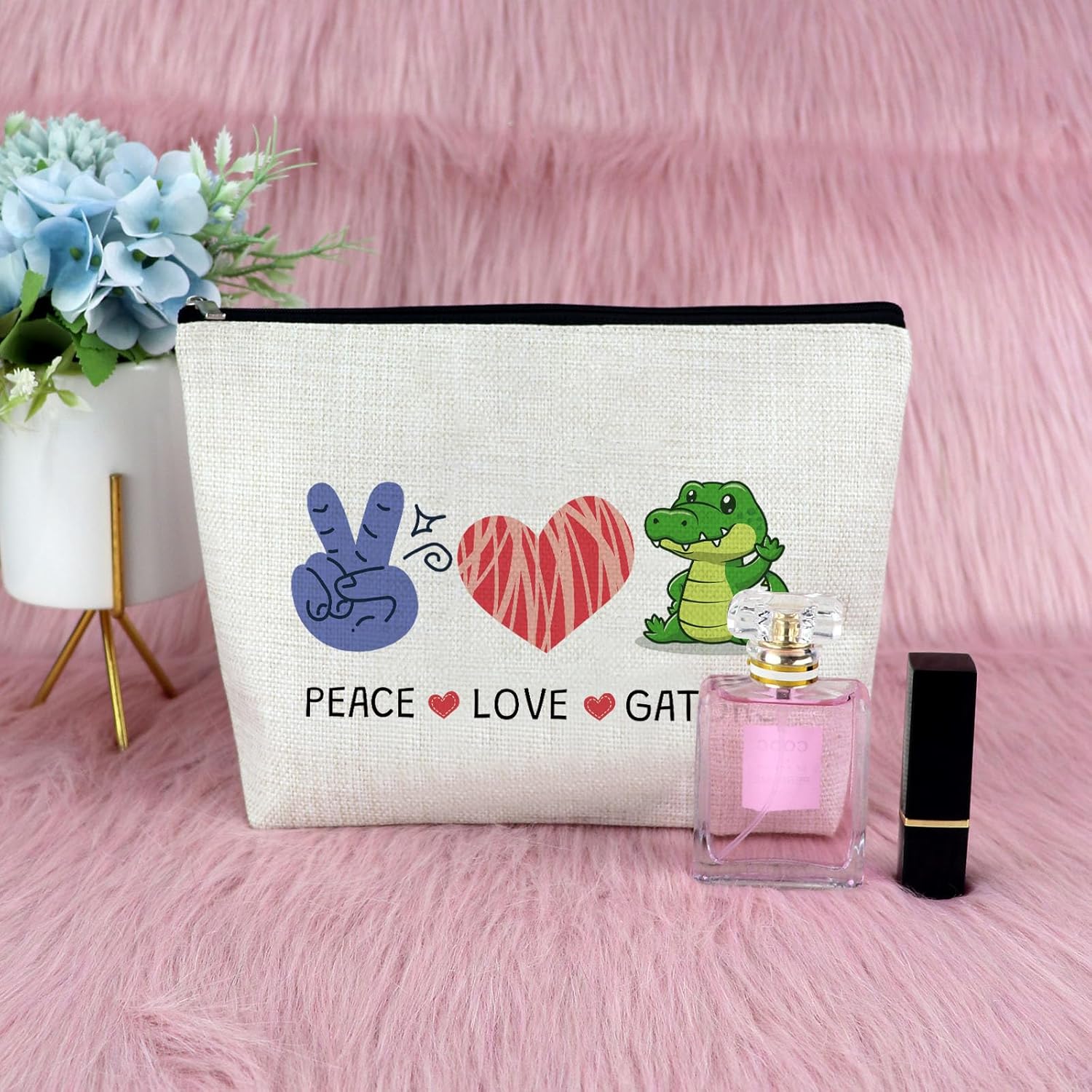 Gators Lover Gift Gator Makeup Bag for Women Animal Lovers Gift for Gators Lover Cosmetic Bag Crocodile Lover Gift Alligator Gift for Women Friends Mom Gator Themed Birthday Graduation Gift Travel Bag - Image 7