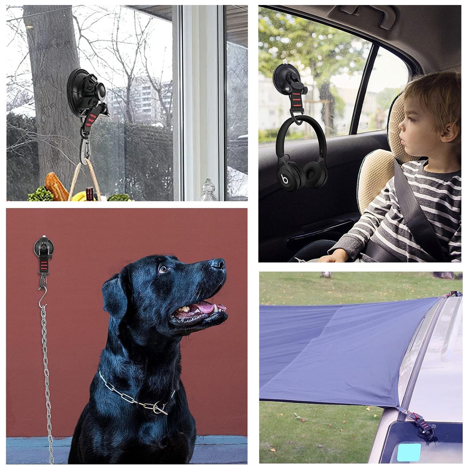 Saugnapf Mit D-Ring – 4 Stück, Starke Haftung, 10 Kg Belastung, Für Camping, Auto, Wohnmobil & Plane