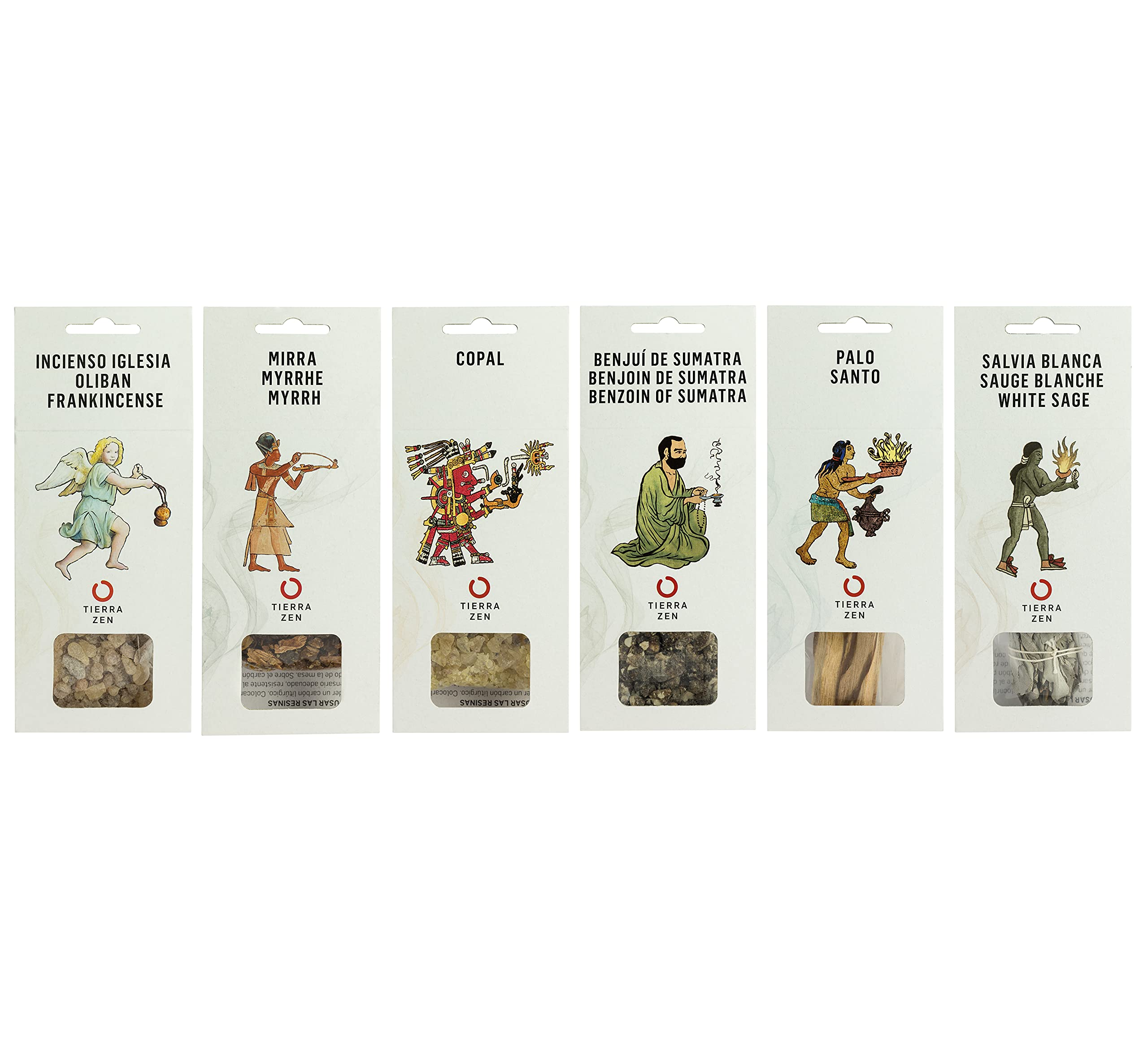 PK08 - Incenso naturale, resine e legati naturali, per fumeteri, confezione da 6 pezzi, multicolore