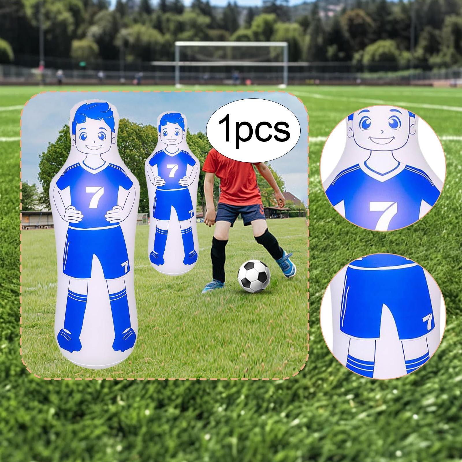 Milageto Mannequin de Football Gonflable, Exercices de Dribble et de Passe, Poteaux D'entraînement Légers, Mur de Coups Francs, Gardien de But