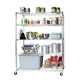Seville Classics UltraDurable Heavy Duty NSF Solid Steel Wire Rack Storage Unit Wheels, 5-Tier Shelving, 60' W x 24' D Steel 5-Tier Shelving, 60' W x 24' D