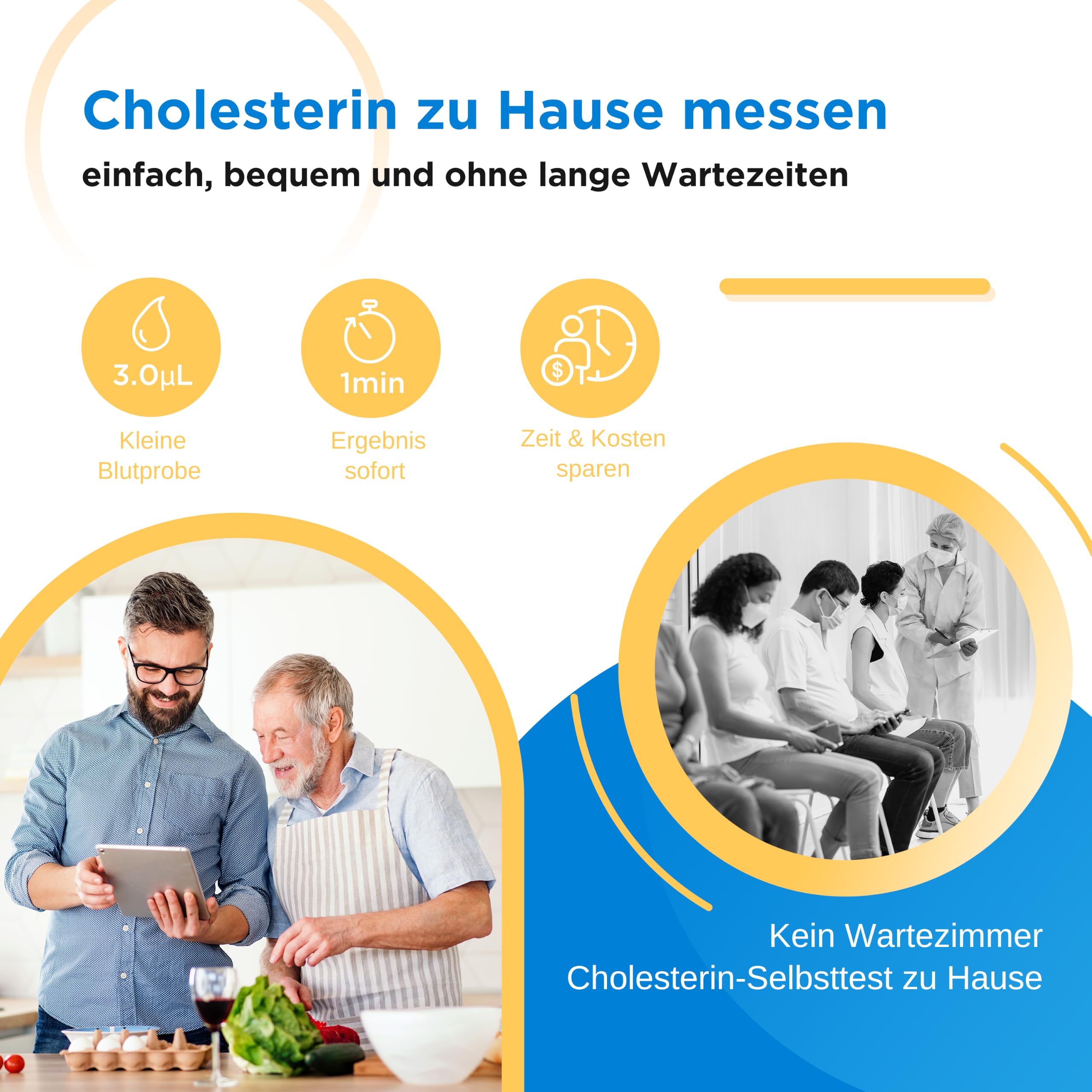 FORA 6-in-1 Cholesterin Messgerät mit Bluetooth, Starterset inkl. 10 Gesamtcholesterin-Teststreifen, Schwarz