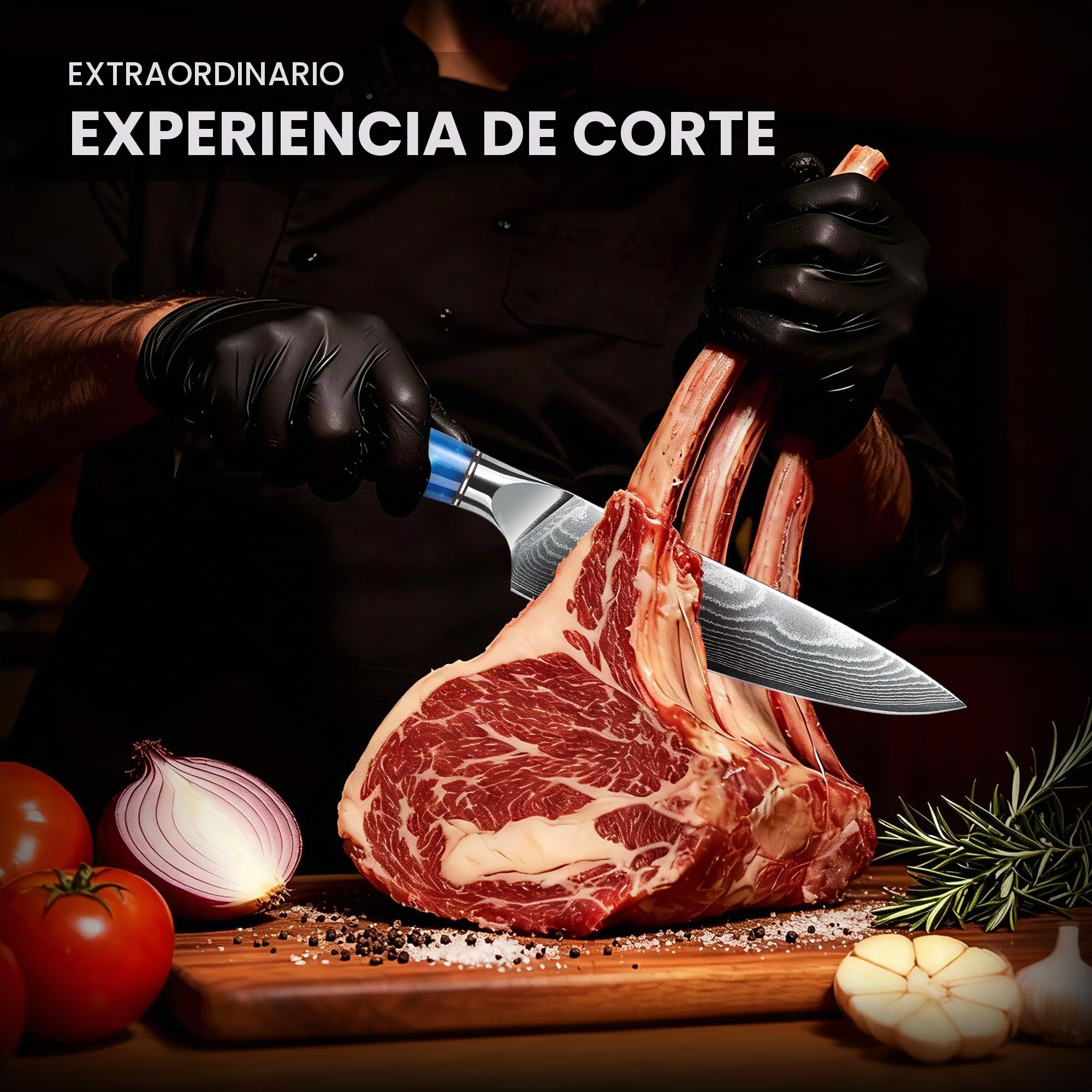 Cuchillo Chef 20 cm Damasco - Mango Ergonómico Himmelblau