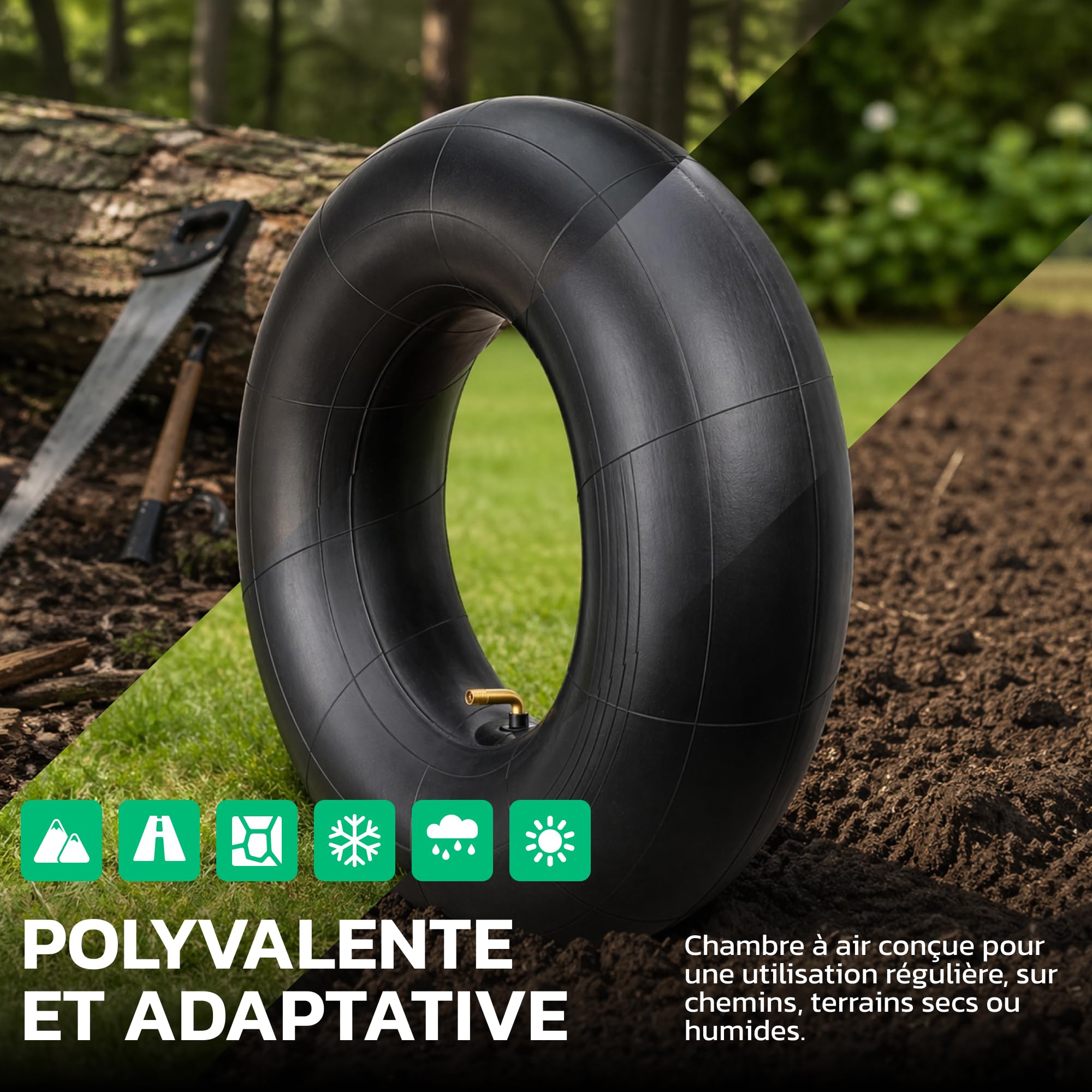 MoovMoov Chambre à Air 16 pouces pour pneus 16x6.50-8 et 16x7.50-8 - Pour Tondeuse Autoportée, Tracteur Tondeuse, Remorque de Jardin, Voiturette de Golf - Valve coudée - Lot de 2