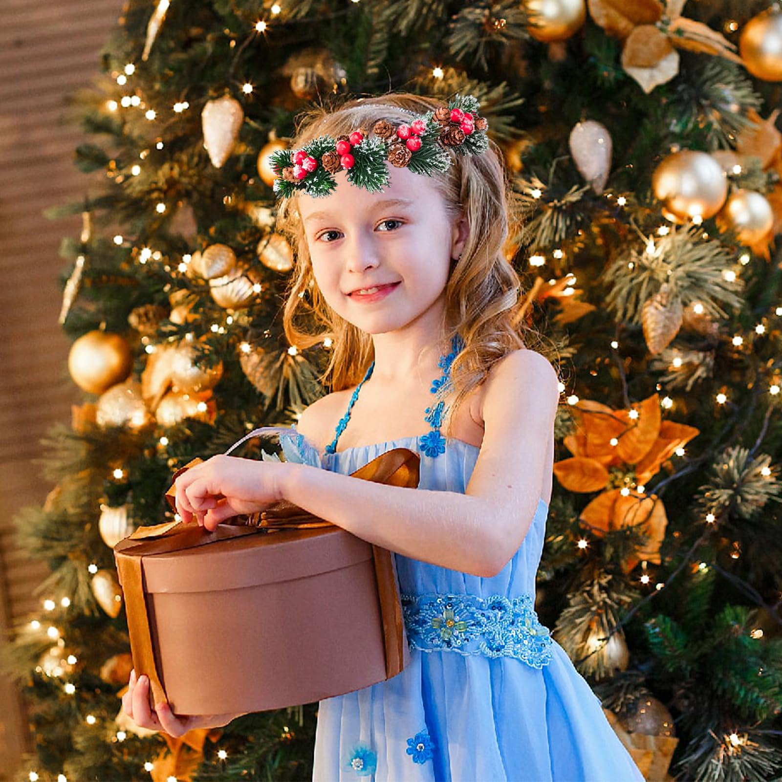 Amazon.com : MEMOVAN Christmas Flower Crown Christmas Red  display picture 2