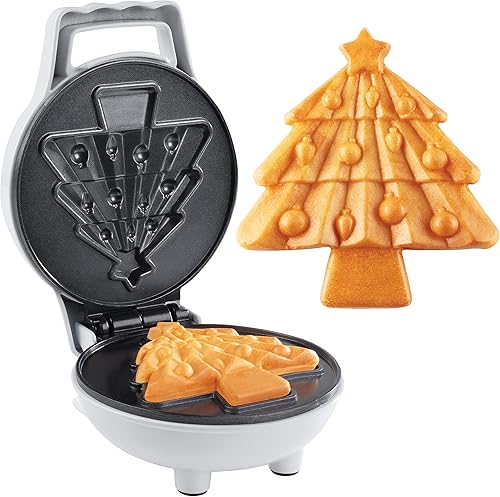 Miniatura 7 de Mini waflera de árbol de Navidad haz que estas vacaciones sean especiales para niños con una bonita plancha de oblea de 4 pulgadas, electrodoméstico