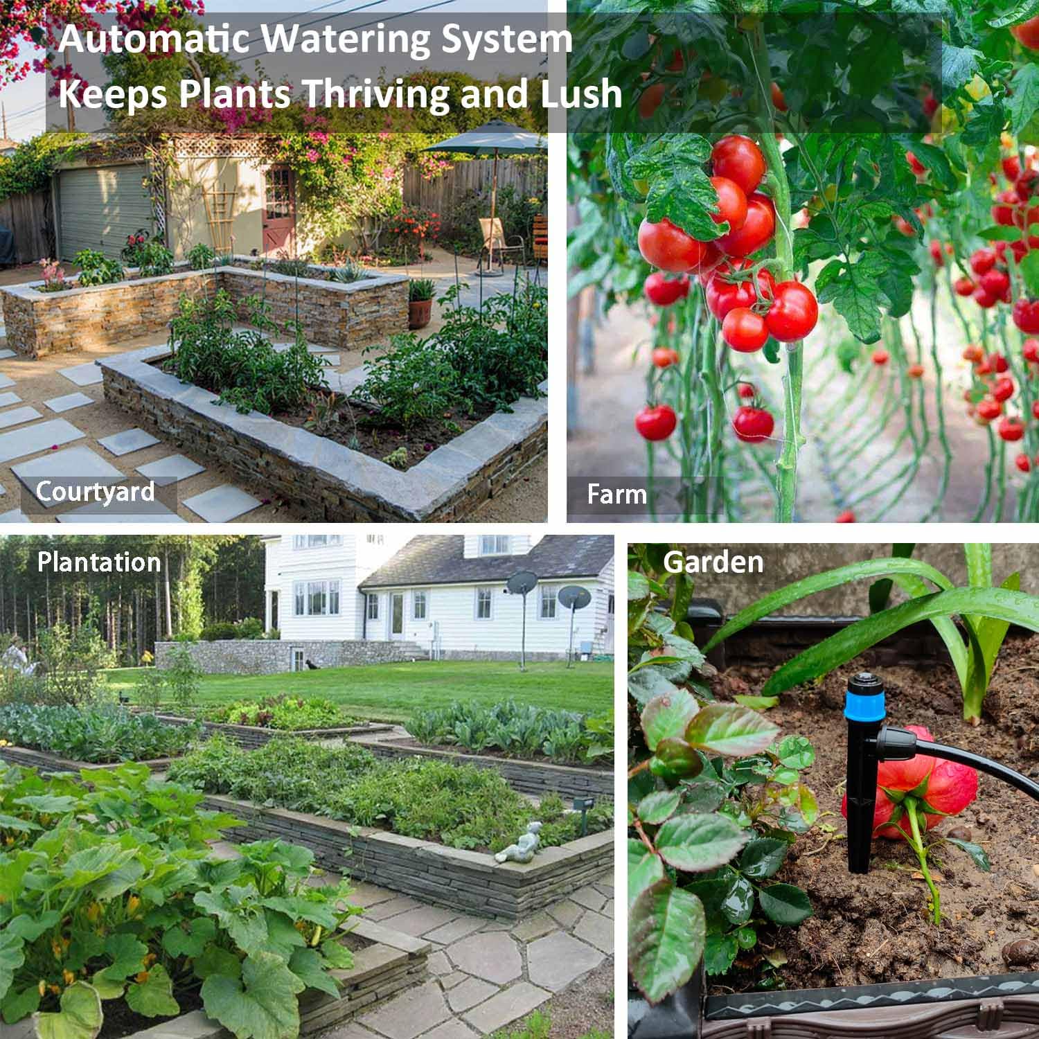 Tropfbewässerungs-Set mit Garten-Timer, Pflanzenbewässerungssystem mit Schlauch-Spüldüsen und Wasser-Timer, Schnellverbinder-Kits, einfach zu montieren, 1,8 m