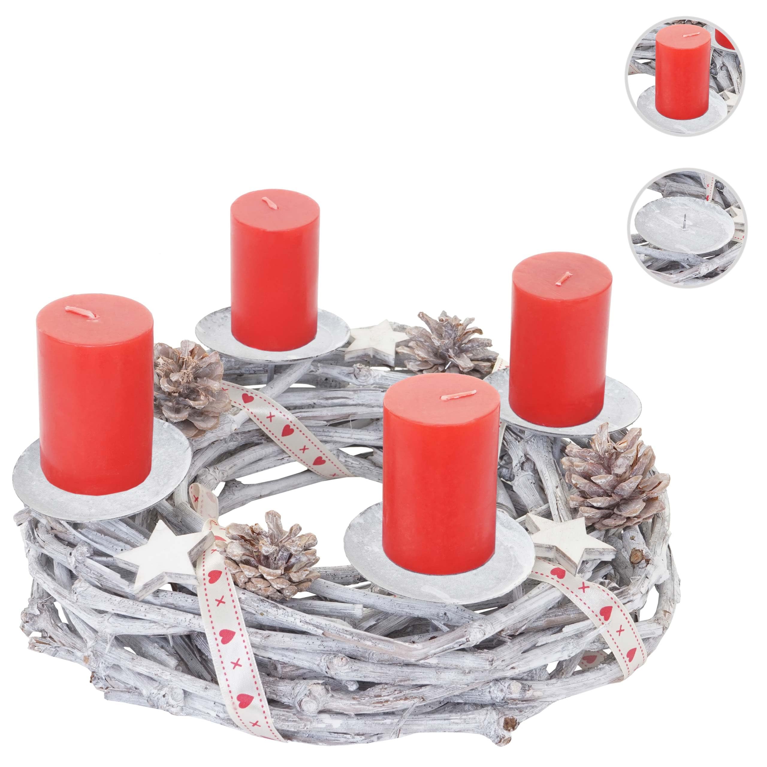 Mendler Corona de Adviento redonda con velas, color rojo