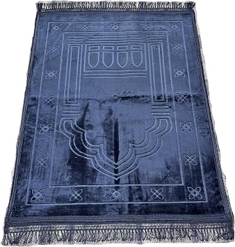 Prayer Mat - Extra Thick Luxury Soft Padded Musallah NON-SLIP Muslim Islamic Prayer Mat Musalah Namaz Rug 120cm x 80cm Black