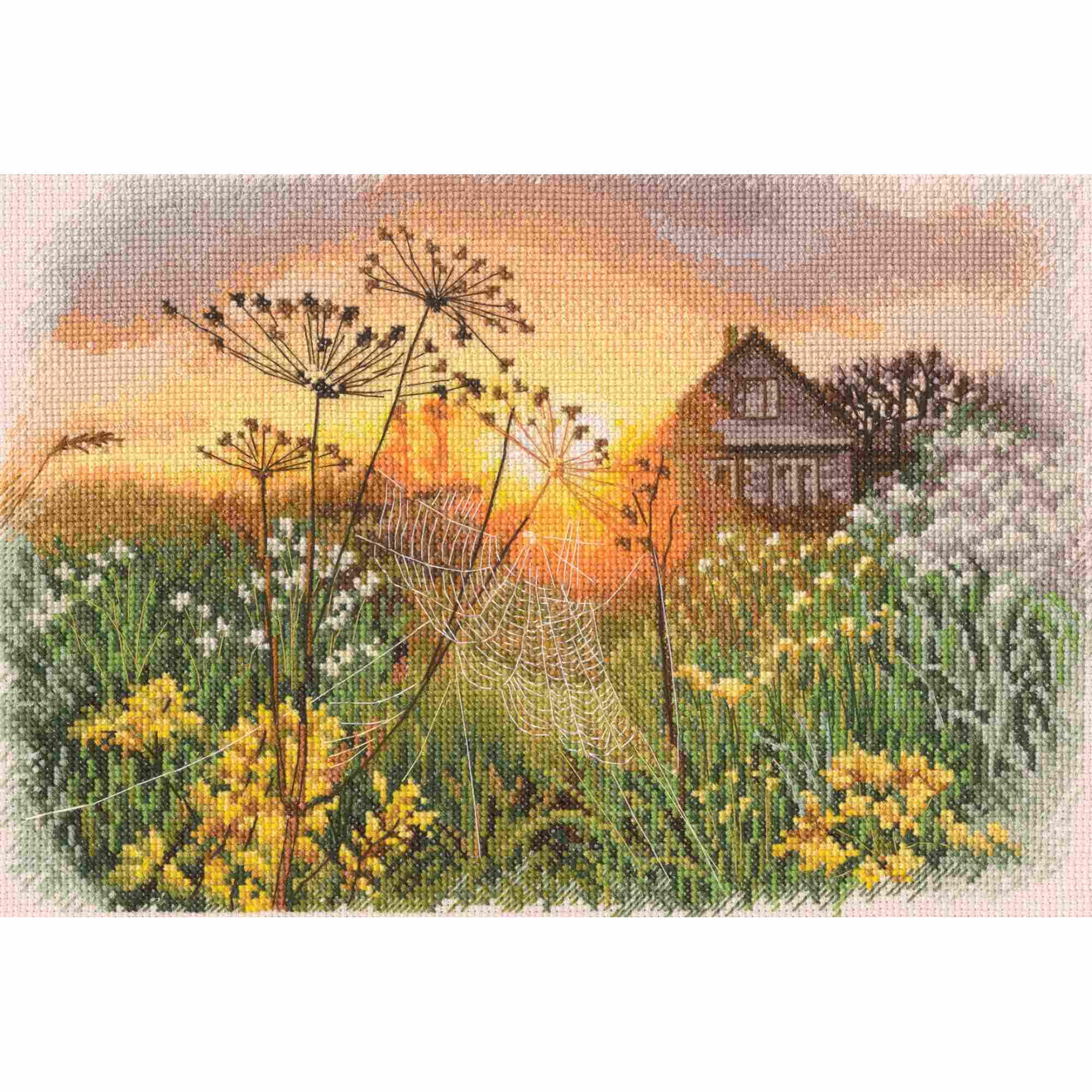 RTO Kit Punto Croce Contato 'Paesaggio Di Campagna', 29x20 Cm, Fili DMC, Zweigart 14 Ct - 5