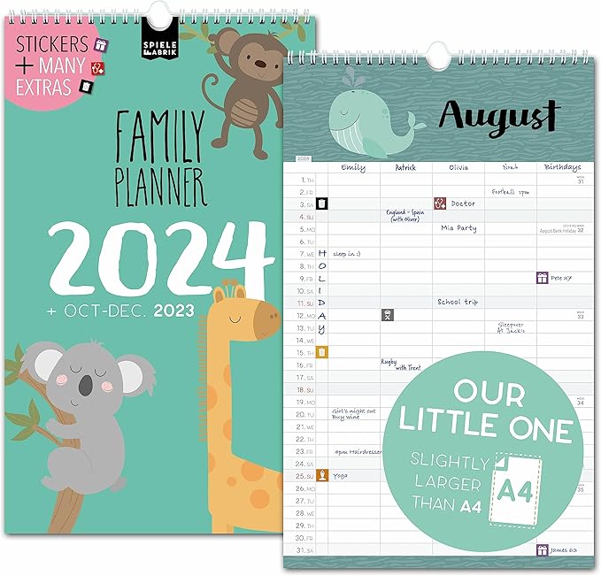 OUR LITTE ONE Family calendar 2024 5 columns, KIDS family planner 2024