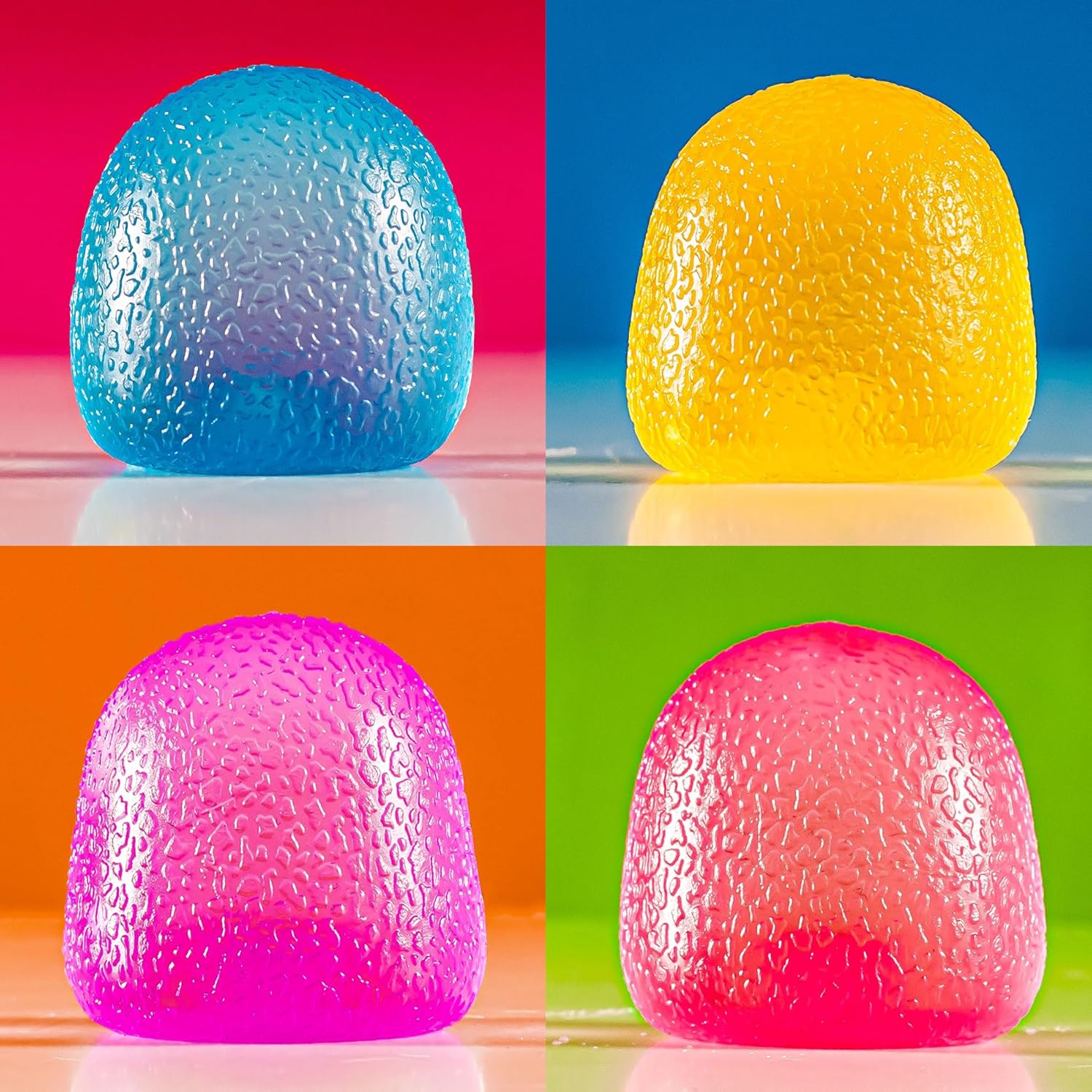 GummiFlex Mini Sensory Stress Toy – High-Density Gel-Filled, Slow-Rising, Textured Fidget Toy for Stress & Anxiety Relief, Hand Workout – ADHD, Autism, Office & Students – 1.8", 4-Pack