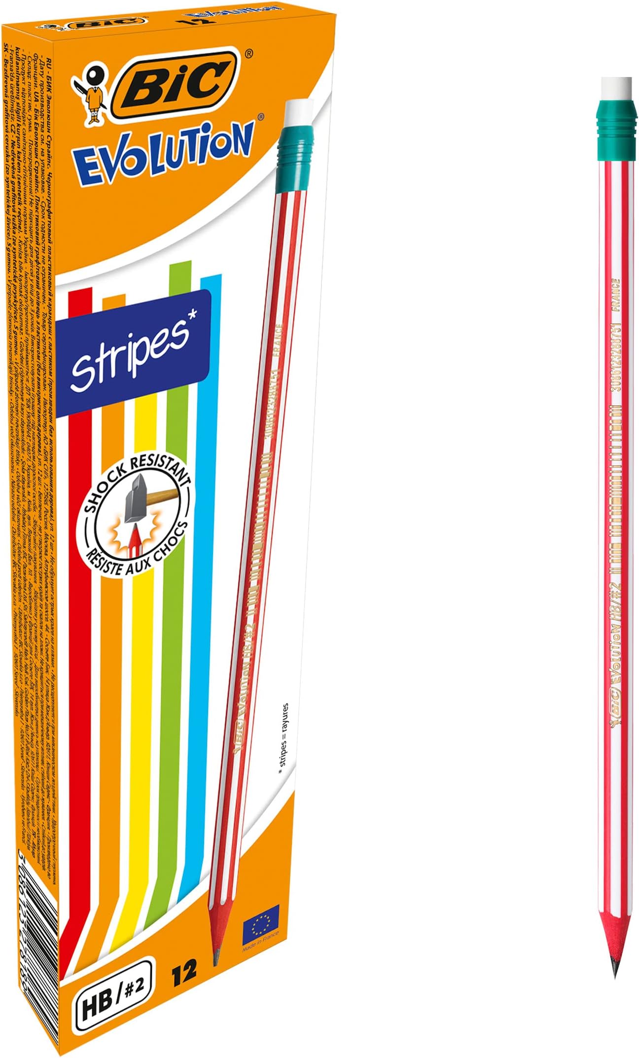 Evolution 646 HB Pencil with Eraser (Pack of 12 In Assorted Colours
