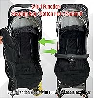 Vista 4 de Saco universal grueso impermeable para cochecito – 3 en 1, saco de dormir para cochecito y almohadilla de algodón con cubierta resistente al viento