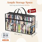 Lifewit DVD Pousses de transport, dégagées PVC Trier les contenants avec poignées zippées, boîtiers multimédias pour Blu-Ray, VHS, Disques de jeu, albums & Livres, convient 180 Total des DVD (90 Par Pouch) paquet de 2
